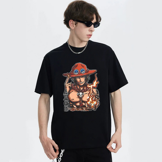 “Cartoon Ace Character Print” T-shirt