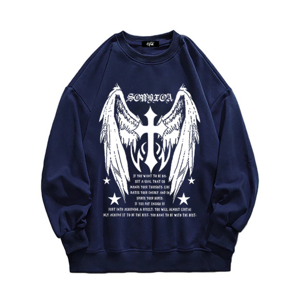 “American trend dark niche angel wings letter print” Sweatshirt