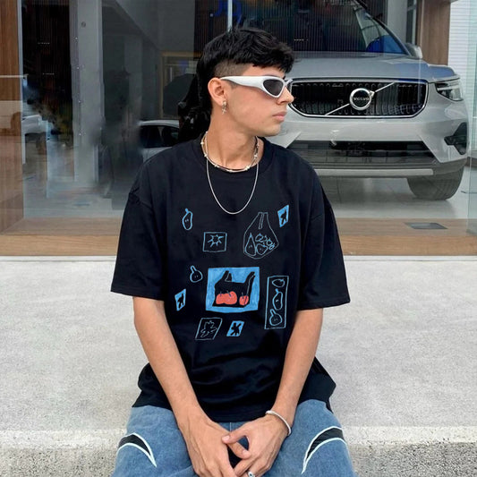 "Style trendy cartoon puzzle fruit unique print" T-shirt