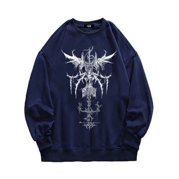 “American style niche cool character angel skull print” Sweatshirt