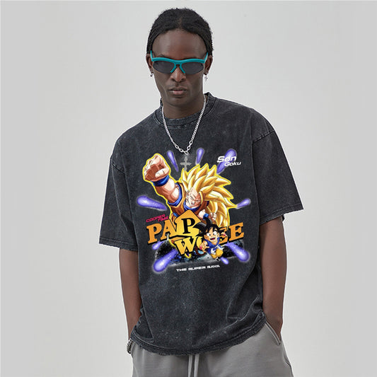 “Street retro Saiyan fashion brand print” T-shirt