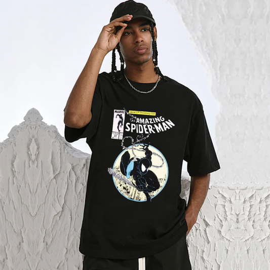 “HG®Spider cartoon character letter trendy print” T-shirt