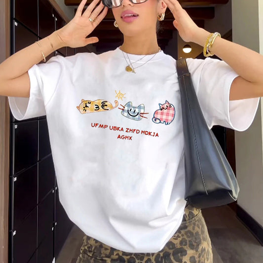 "Style fun cartoon cat print" T-shirt